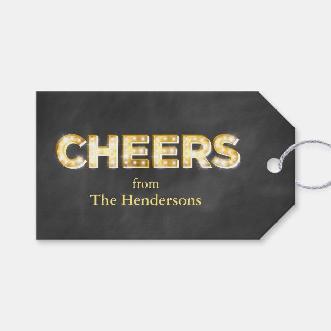 Cheers on Chalkboard Gift Tags (Front (Horizontal))