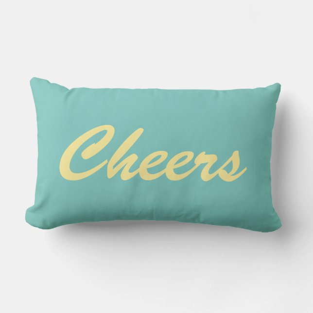 Cheers on Turquoise - Outdoor Lumbar Cushion (Front)