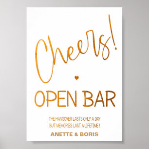 Cheers Open bar wedding sign 5x7 poster