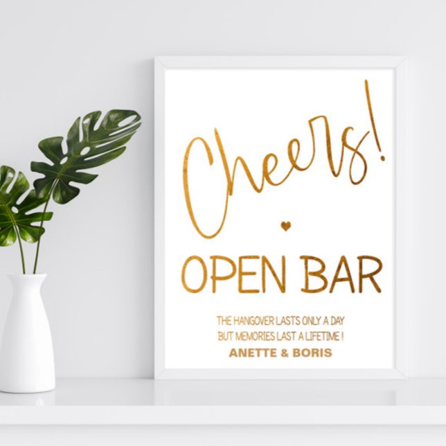 Cheers Open bar wedding sign 8x10 poster (Creator Uploaded)