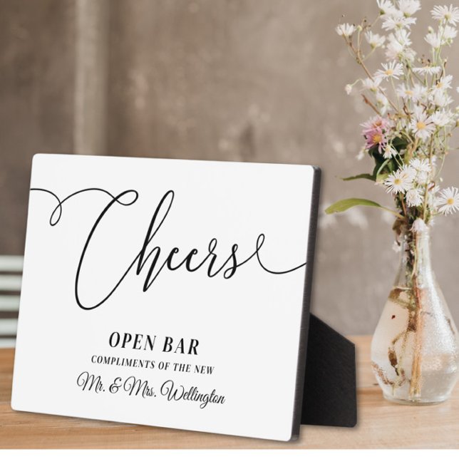 Cheers Open Bar Wedding Sign Plaque (Creator Uploaded)