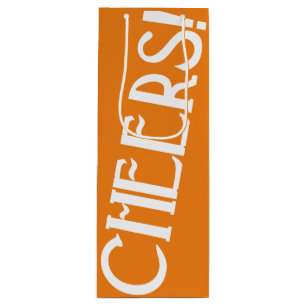 Cheers Orange Art Deco Wine Gift Bag