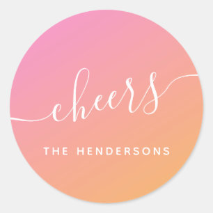 Cheers Orange Pink Christmas Classic Round Sticker