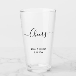 Cheers Personalised Bride Groom Name Wedding Glass