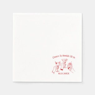 Cheers Personalised Champagne Glass Hand drawn Napkin
