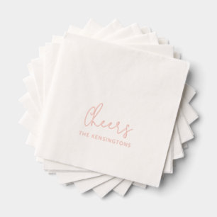 Cheers Personalised Name Modern Script Wedding Foil Napkins