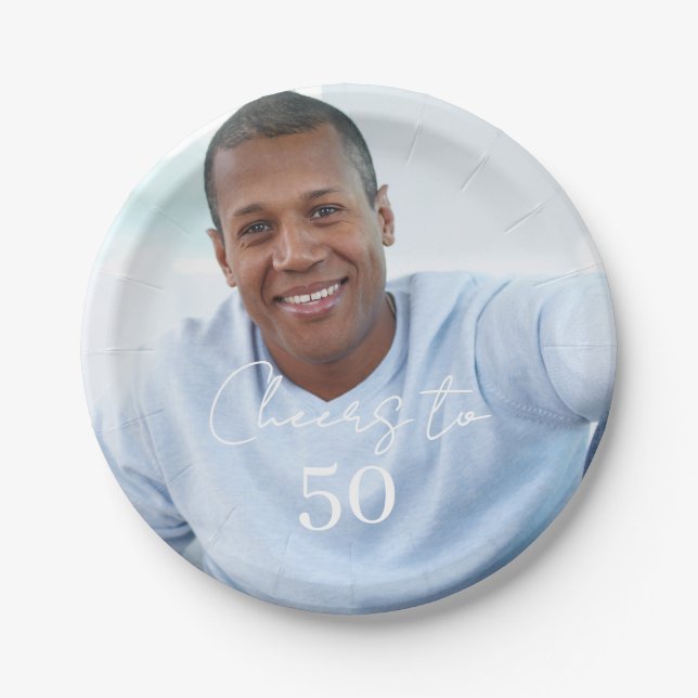 Cheers photo birthday party paper plate (Front)