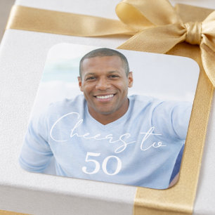 Cheers photo birthday party square sticker