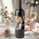 Cheers photo birthday party wine label<br><div class="desc">Personalize and add a his name.  Text overlay: Cheers to</div>