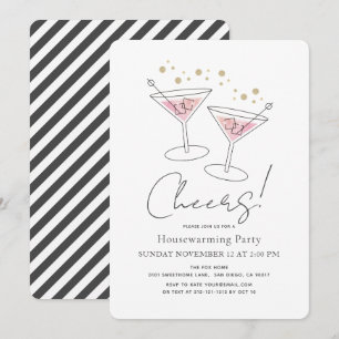 Cheers Pink Housewarming Cocktail Party Invitation
