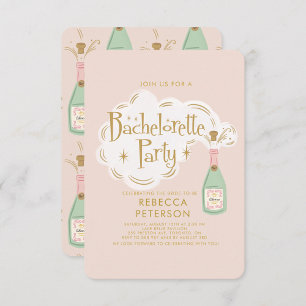 Cheers Pinky Champagne Bachelorette Party  Invitation
