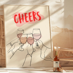 Cheers Poster   Kitchen Decor Print 
