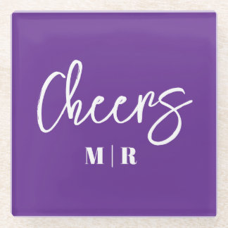 Cheers purple glass coaster