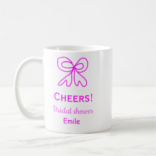 Cheers purple pink bow bridal shower add name  coffee mug