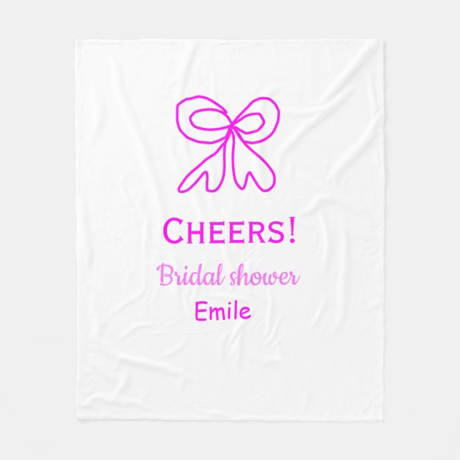 Cheers purple pink bow bridal shower add name  fleece blanket (Front)