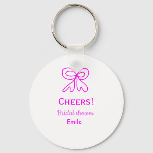 Cheers purple pink bow bridal shower add name  key ring