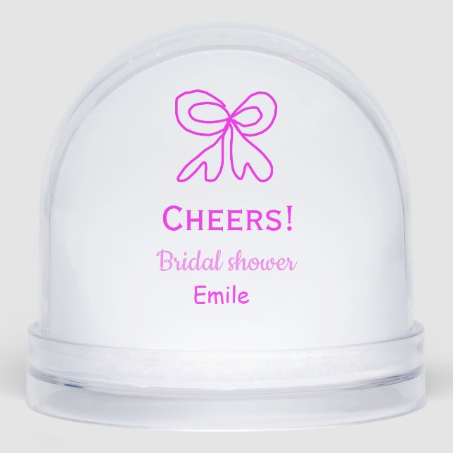 Cheers purple pink bow bridal shower add name  snowglobe (Front)