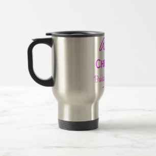 Cheers purple pink bow bridal shower add name travel mug