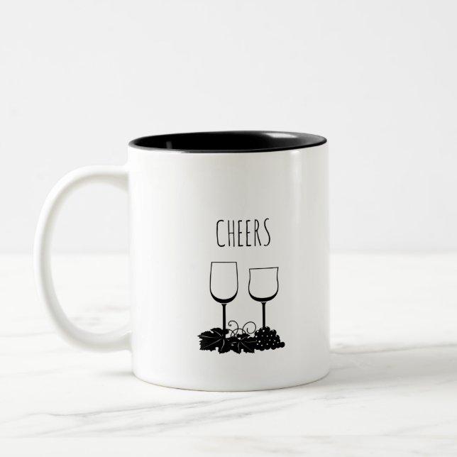 Cheers Rae Dunn Inspired Simple Two-Tone Coffee Mug (Left)