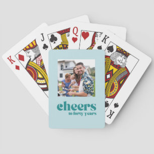 Cheers retro green, 40th birthday playing cards