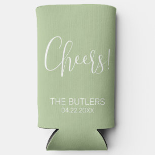 Cheers! Sage Green Wedding Seltzer Can Cooler