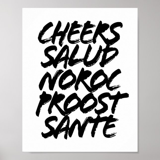 Cheers Salud Noroc Proost Sante Grunge Caps Poster (Front)