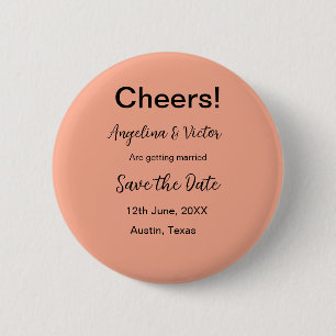 Cheers save the date simple minimal modern elegant 6 cm round badge