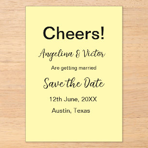 Cheers save the date simple minimal modern elegant acrylic invitations