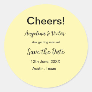 Cheers save the date simple minimal modern elegant classic round sticker