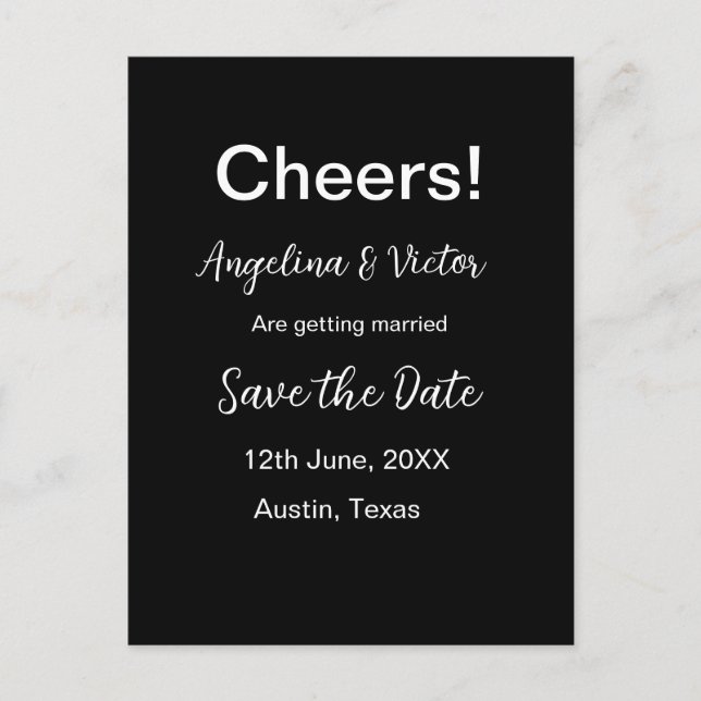 Cheers save the date simple minimal modern elegant postcard (Front)