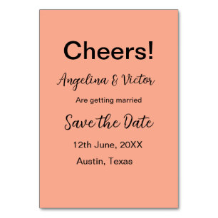 Cheers save the date simple minimal modern elegant table number