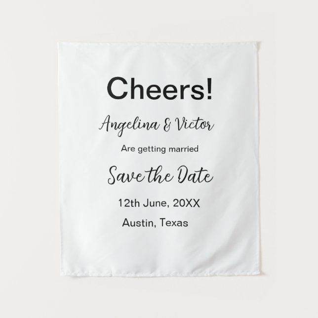 Cheers save the date simple minimal modern elegant tapestry (Front)