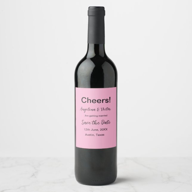 Cheers save the date simple minimal modern elegant wine label (Front)