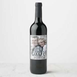 CHEERS Script Modern Custom Photo Wine Label
