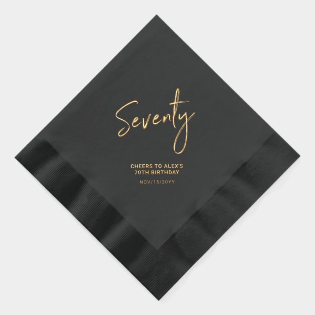 Cheers Seventy | Modern Adult 70th Birthday Party Foil Napkins (Right)