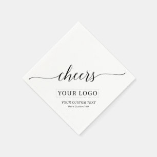 Cheers   Simple Black Business Logo Custom Text Napkin
