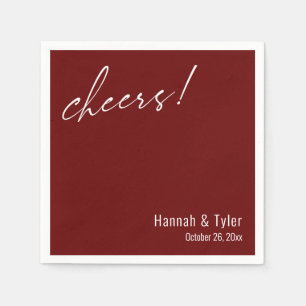 Cheers! Simple Elegance Wedding Burgundy Napkin