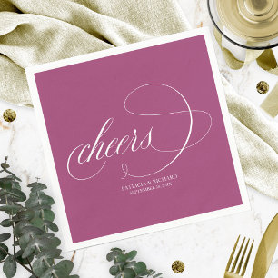 Cheers - Simple Elegant Pink Cassis Wedding Napkin