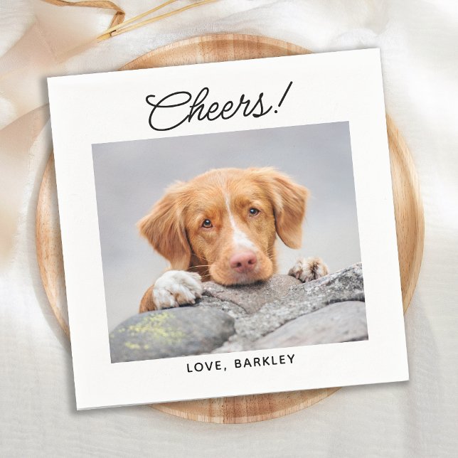 Cheers Simple Photo Cute Fun Dog Pet Wedding  Napkin (Creator Uploaded)
