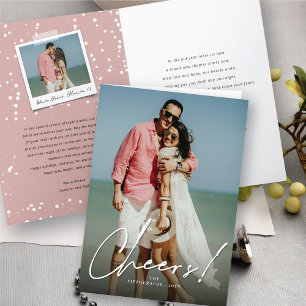 Cheers Simple Script Calligraphy New Year Photo Holiday Card