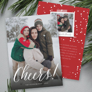 Cheers Simple Script Calligraphy New Year Photo Holiday Card