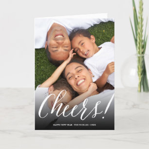 Cheers Simple Script Fun Modern Holiday Photo Card