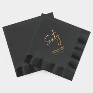 Cheers Sixty   Modern Adult 60th Birthday Party Foil Napkins