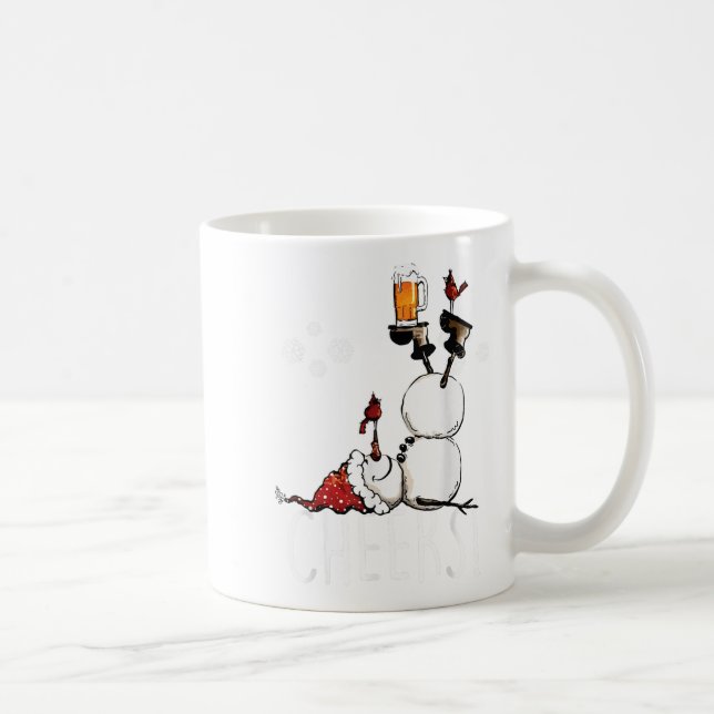 Cheers Snowman Beer And Wine Christmas  Coffee Mug (Right)