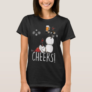 Cheers Snowman Beer And Wine Christmas  T-Shirt