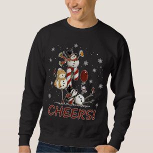 Cheers Snowman Beer Christmas Sweater Wine Lover