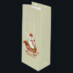 Cheers Snowman with Wine and Sled Christmas     Wine Gift Bag<br><div class="desc">Christmas Snowman Holding Wine Bag</div>