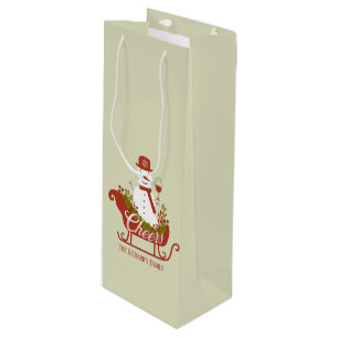 Cheers Snowman with Wine and Sled Christmas     Wine Gift Bag