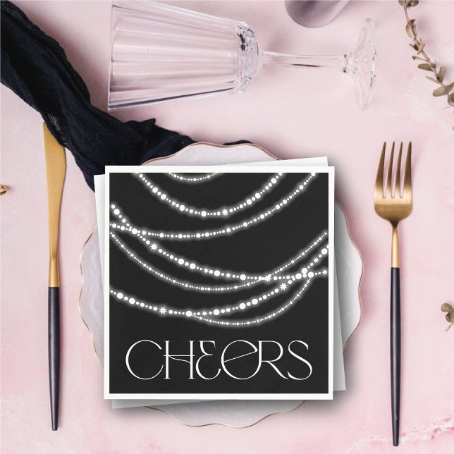 Cheers Sparkling Lights Chic New Year's Eve Party Napkin (Cheers Sparkling Lights Chic New Year's Eve Party Paper Napkins @ fat_fa_tin)