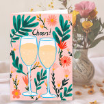 Cheers! Sparkling Wine Champagne Flowers Congrats  Card<br><div class="desc">Also available as a digital download to quickly email and save on postage. Sweet painting of two champagne glasses to wish someone congratulations. Click "edit using design tool" to add text on the inside. Check my shop for more or let me know if you'd like something custom! I can create...</div>